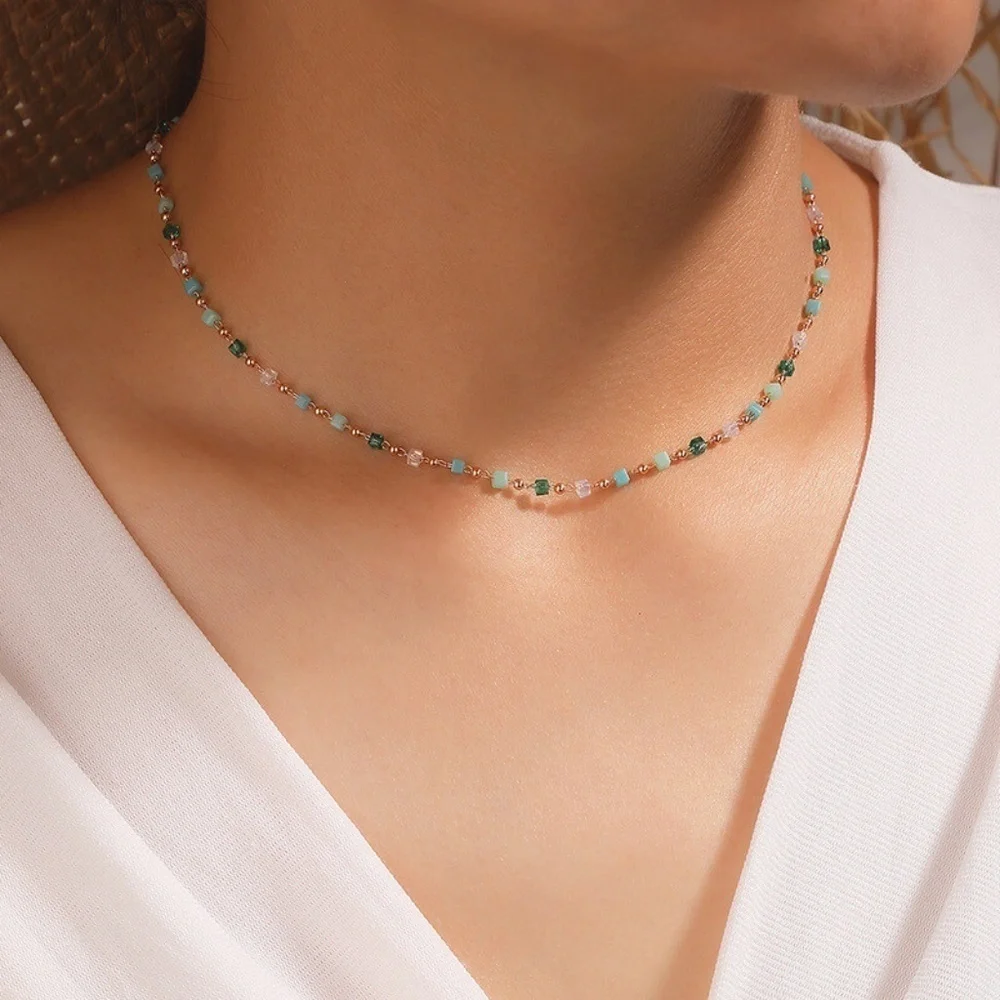 *ALETTA* Blue x White Bead Fashion Necklace